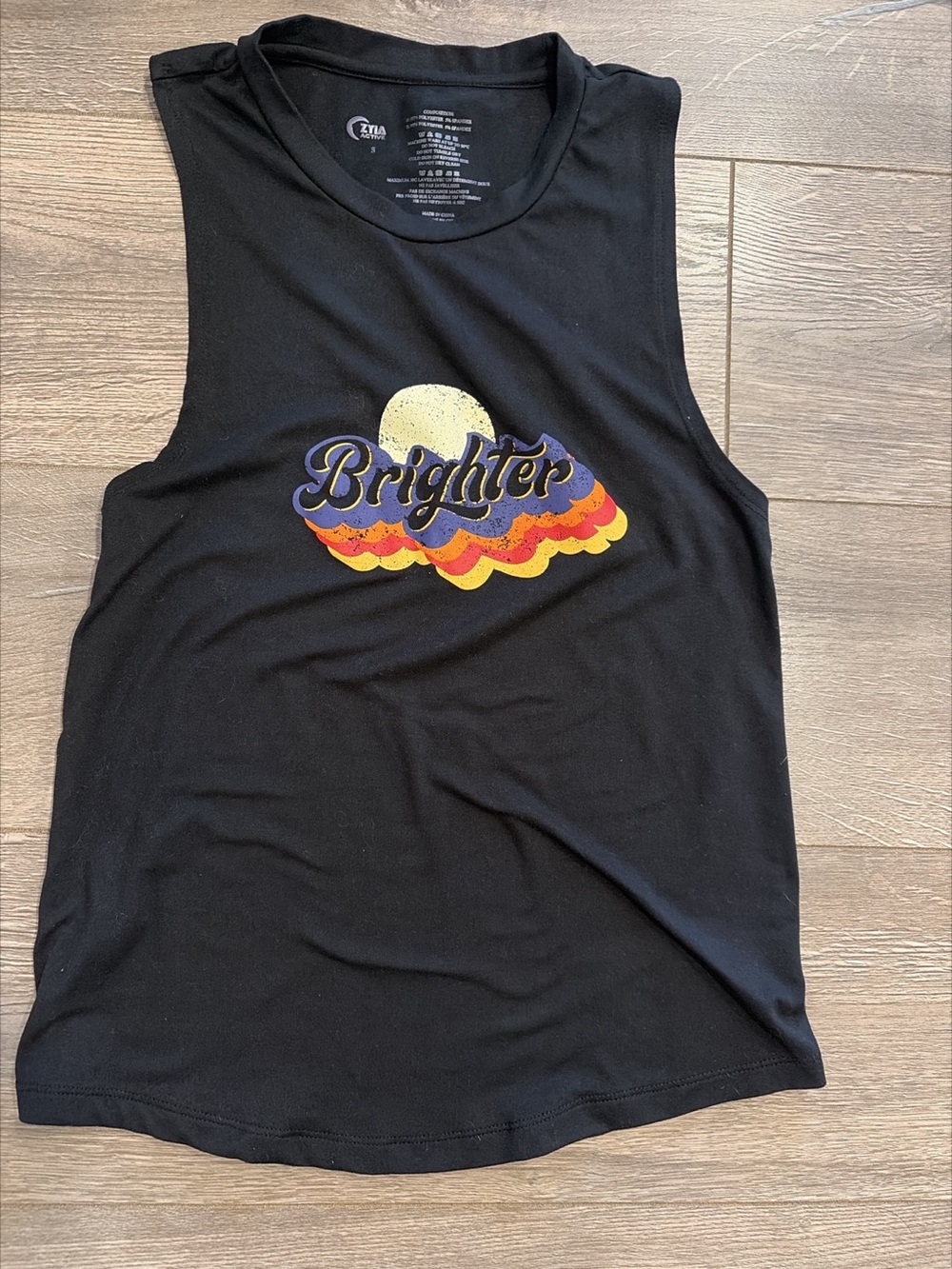 Zyia Active Brighter Tank Graphic Tank Top Black Small